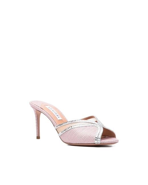 Aquazzura Pink Heeled Mules
