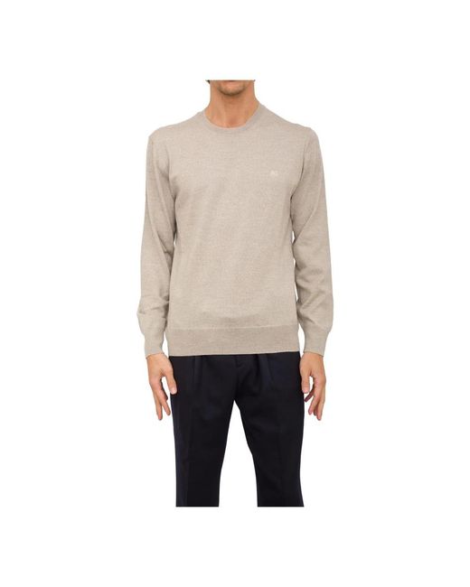 Etro Beiger Gestrickter C-Neck Pullover in Natural für Herren