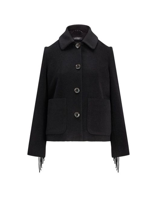 Ralph Lauren Black Schwarzer tel mit fransen aus wollmischung