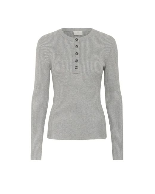 Kaffe Gray Grau Melange Strickpullover Sweater