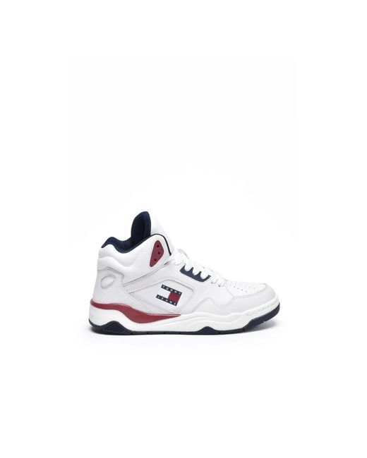 Tommy Hilfiger White Perforated Mid-Top Sneakers for men