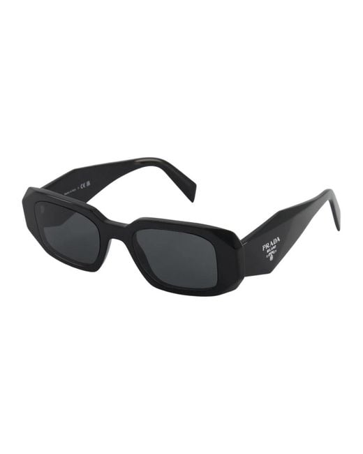 Prada Black Rechteckige sonnenbrille in schwarz