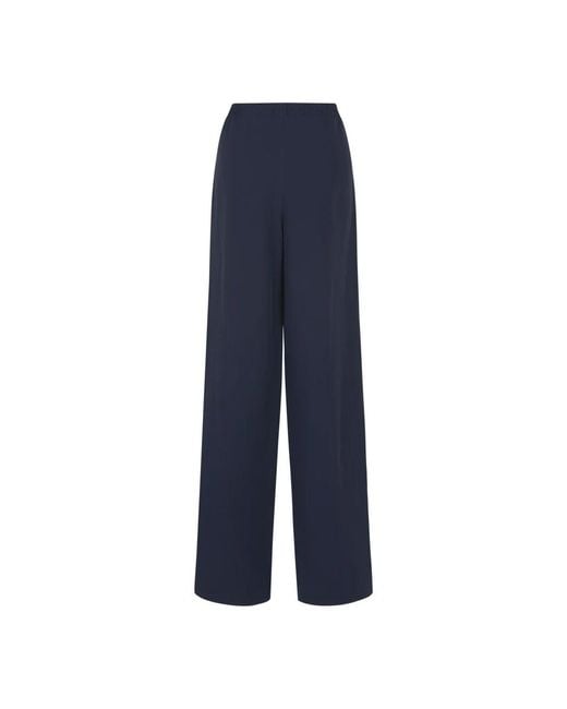 Valentino Blue Blaue Crepe Weite Seidenhose