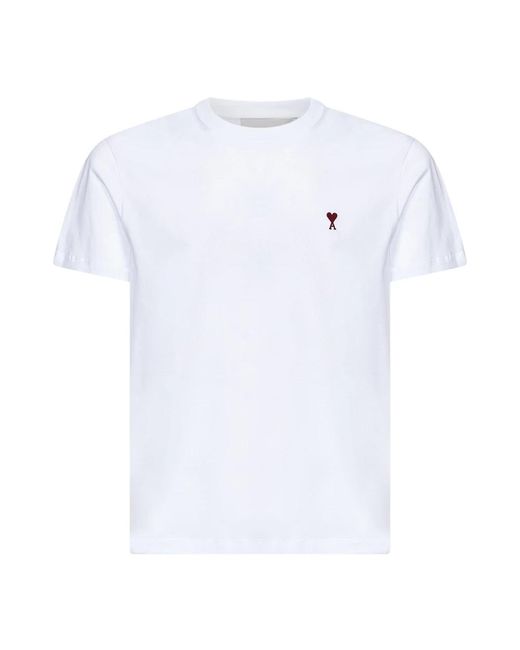 AMI Tops ,Wit ,Katoen T-Shirts En Poloshirts in het White voor heren