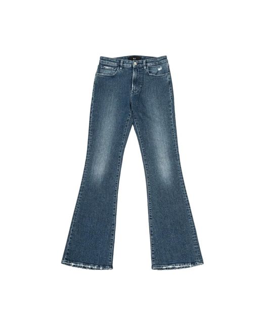 Jeans a zampa a vita alta blu scuro di 3x1 in Blue