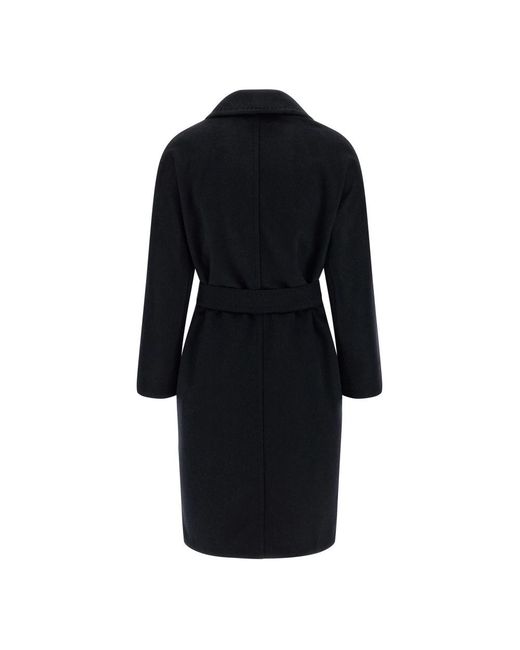Max Mara Panteon Midi Jas in het Black