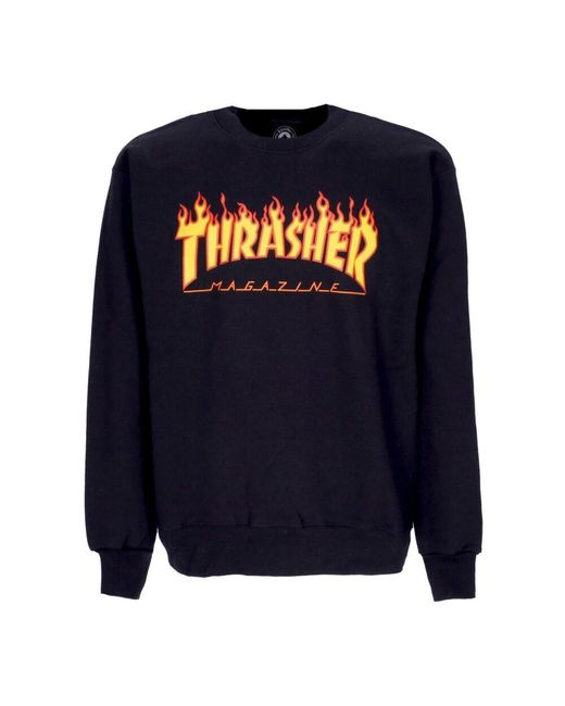 Thrasher Flame Crewneck Sweatshirt Schwarz/Gelb in Blue für Herren