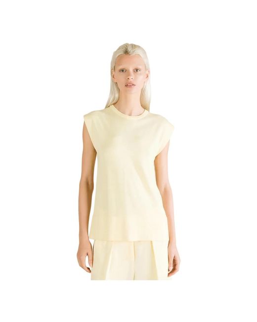 Cruna Yellow Sleeveless Tops