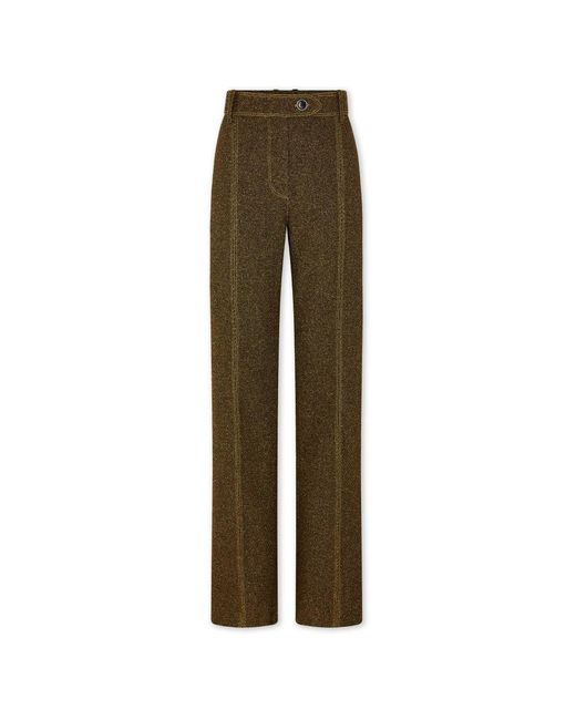 Rabanne Broeken ,Geel ,Wol Chine Wol Maatwerk Broek in het Green