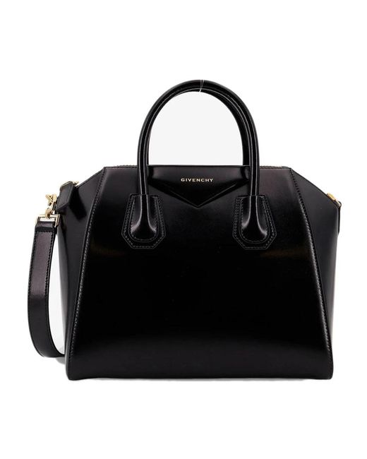 Givenchy Black Schwarze Lederschultertasche Mit Goldenen Details