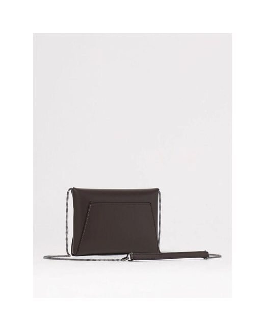 Brunello Cucinelli Black Dunkle Leder-Umschlag-Clutch