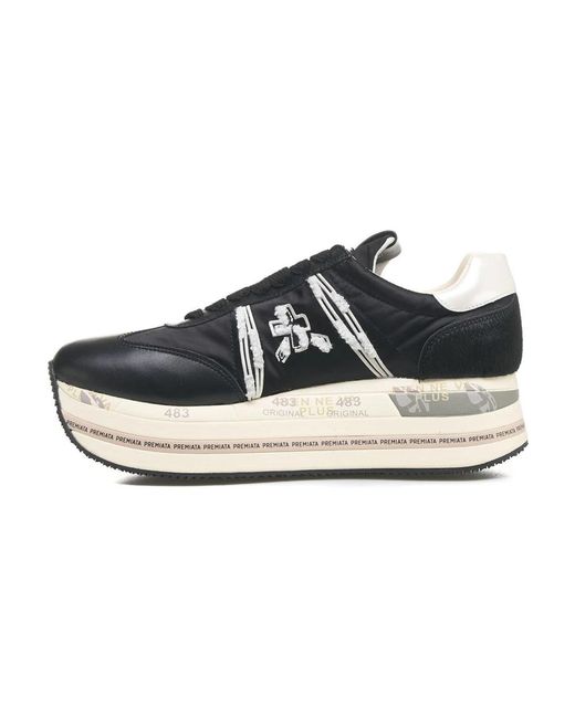 Premiata Blue Schwarze plateau-sneaker beth