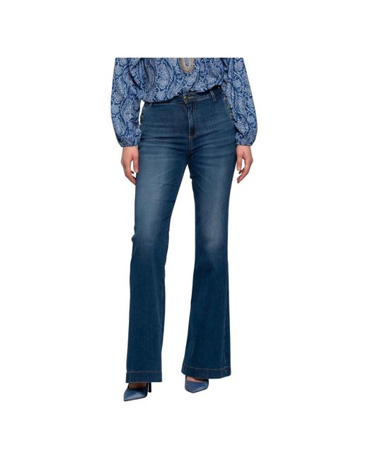 Kocca Jeans ,Blauw ,Katoen High-Waisted Denim En Katoenen Broek in het Blue