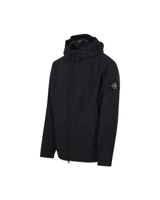 Stone Island Jassen ,Zwart ,Leer Short Parka in het Black voor heren