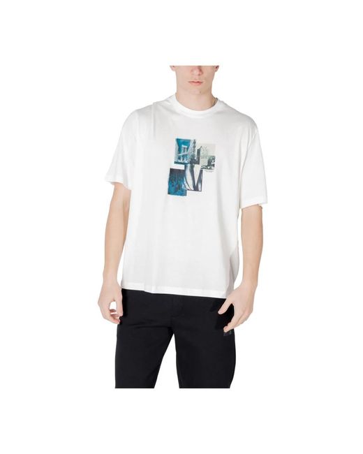 ARMANI EXCHANGE Beiger Print Baumwoll T-Shirt in White für Herren