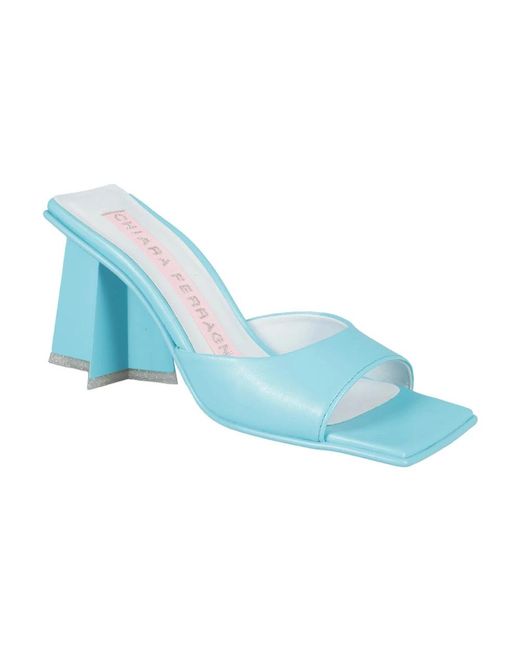 Chiara Ferragni Blue Heeled Mules