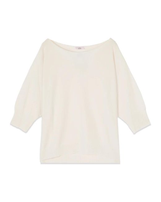 Oltre White Nahtloser Strickpullover