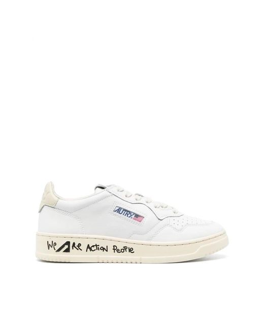 Autry White Weiße medalist low-top sneakers