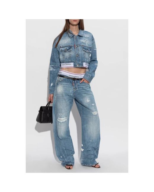 DSquared² Denimjas Met Vintage-Effect in het Blue