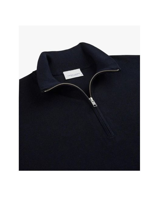 Profuomo Hoodies & Sweatvesten ,Blauw Half Zip Pullover Sweater in het Blue voor heren