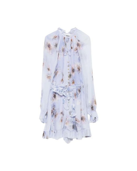 Zimmermann Hypnotic Buttoned Mini Dress in het Blue