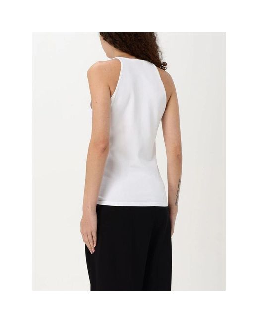 Max Mara White Geripptes Gestricktes Halfter Top