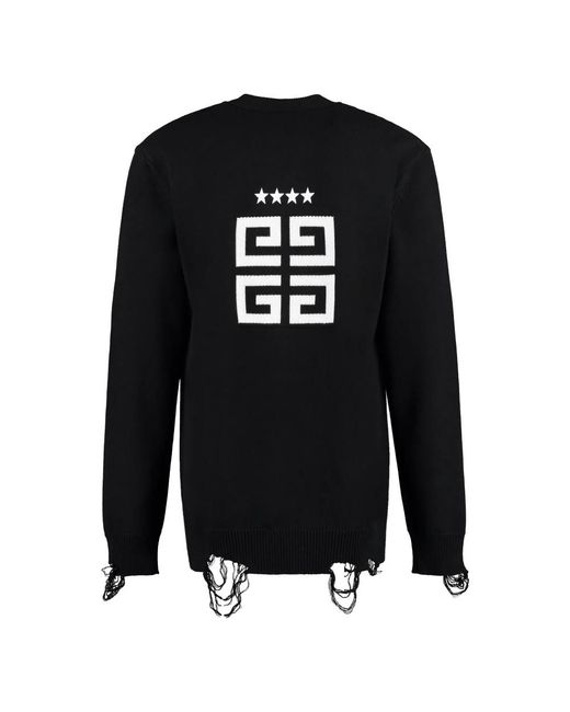 Givenchy Truien & Vesten ,Zwart ,Katoen Katoenen Cardigan Met Intarsia Detail in het Black voor heren