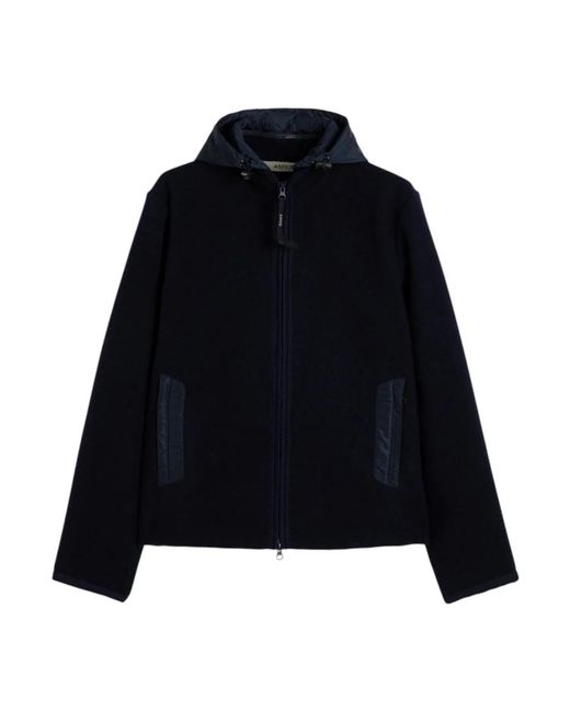 Aspesi Jassen ,Blauw ,Wol Blauwe Wollen Jas Met Nylon Voering in het Black voor heren