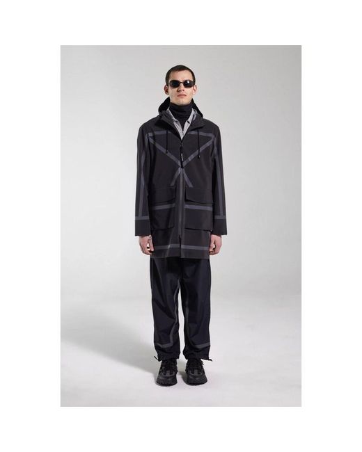 Stutterheim Leichter wasserdichter regenmantel mit reflektierenden streifen in Black für Herren