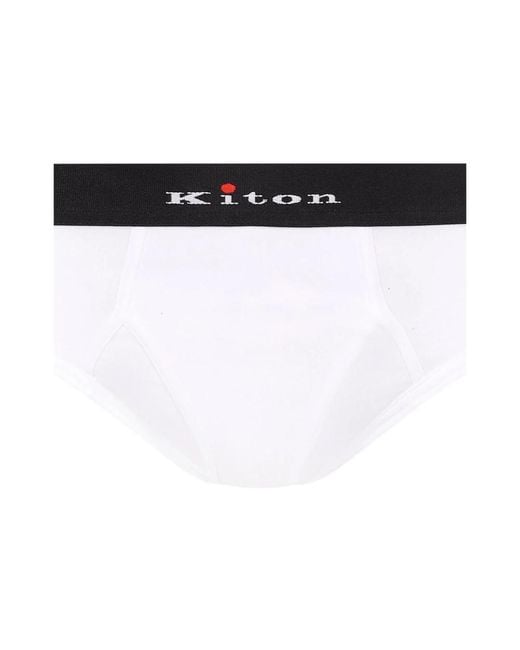 Kiton Stretch Cotton Slip in het White voor heren