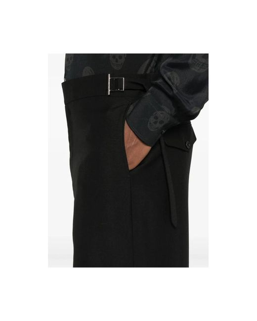 Alexander McQueen Broeken ,Zwart ,Zwarte Broek Met Rechte Pijpen En Gespsluiting in het Black voor heren