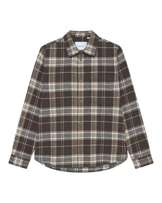 Les Deux Lennon Check Overshirt in Gray für Herren