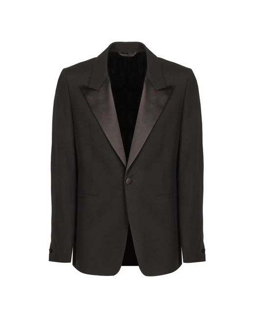 Givenchy Jassen ,Zwart ,Wol Slim Fit Wollen Jas Met Satijnen Kraag in het Black voor heren