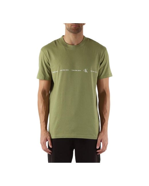 Calvin Klein Baumwoll logo t-shirt rundhals kurzarm in Green für Herren