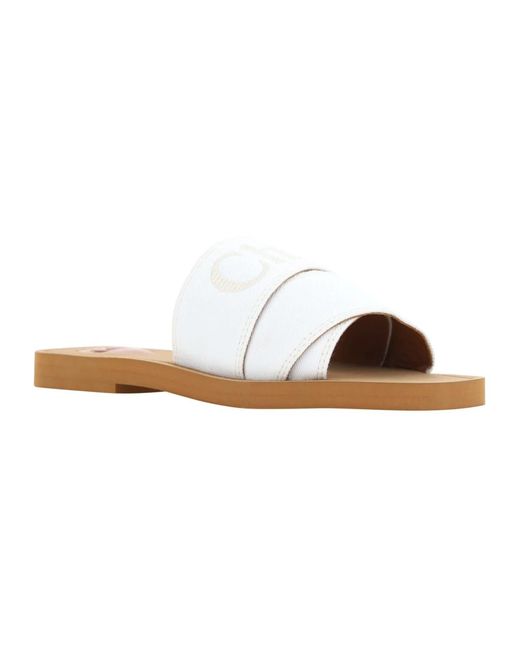 Chloé Weiße baumwoll-woody-slides-sandalen in White für Herren