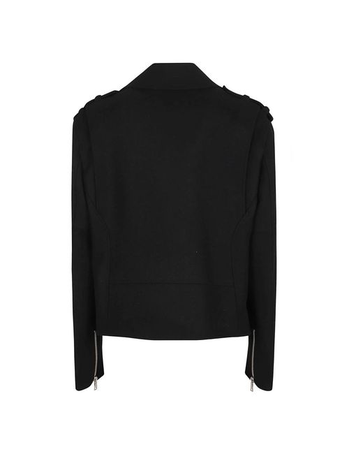 Balmain Jassen ,Zwart ,Wol Zwarte Wol Biker Jas Aw 24 in het Black voor heren