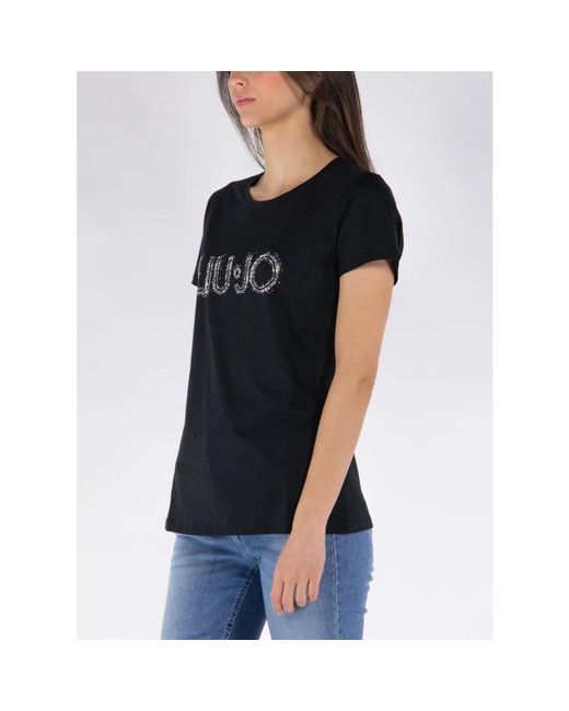 Liu Jo Black Strass t-shirt für frauen