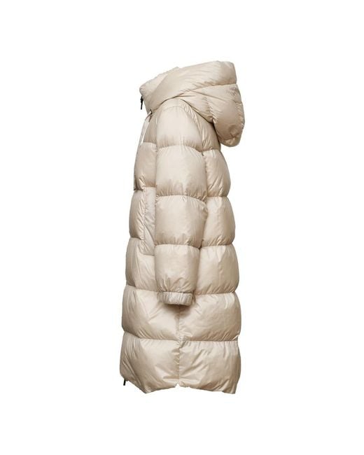 Max Mara Midi Quilted Puffer Coat in het Natural