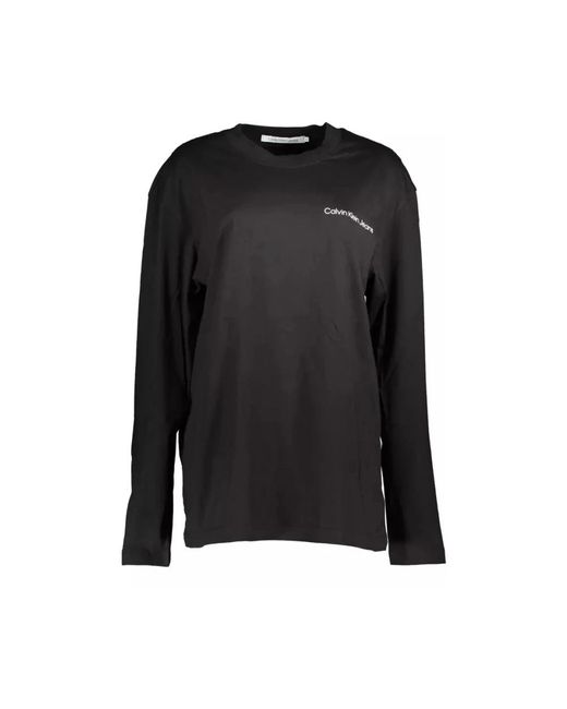 Calvin Klein Reflektierendes print langarm baumwoll t-shirt in Black für Herren
