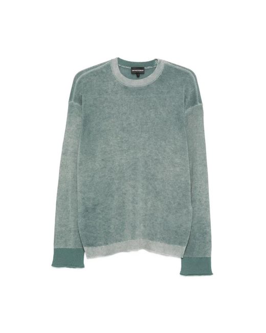 Emporio Armani Green Round-Neck Knitwear for men