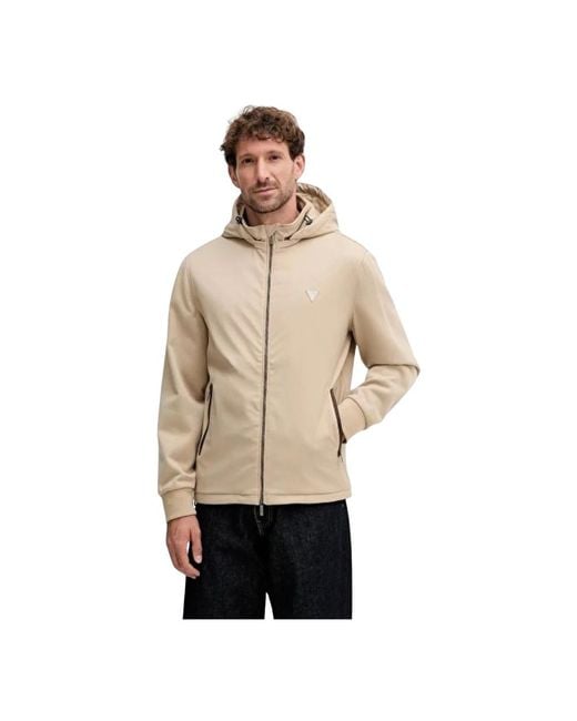 Guess Jassen ,Polyester Blouson Capuche in het Natural voor heren