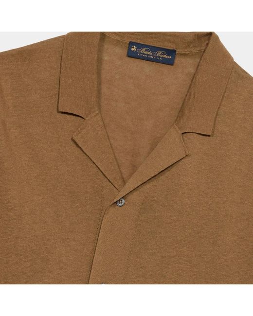 Brooks Brothers Baumwoll-Leinen-Strick-Poloshirt in Brown für Herren