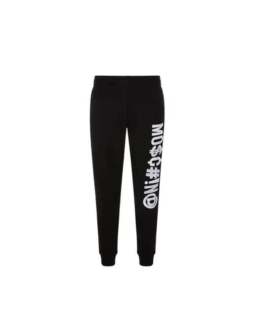 Moschino Broeken ,Zwart ,Katoen Logo Joggingbroek Met Ribboorden in het Black voor heren