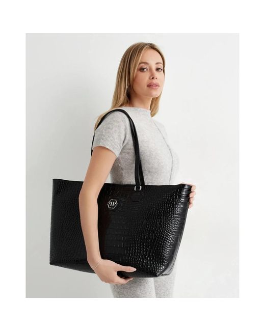 Philipp Plein Black Tote Bags