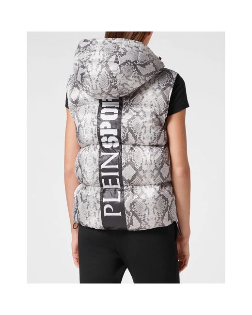 Philipp Plein Fitness ,Grijs ,Nylon Down Vest Python in het Gray