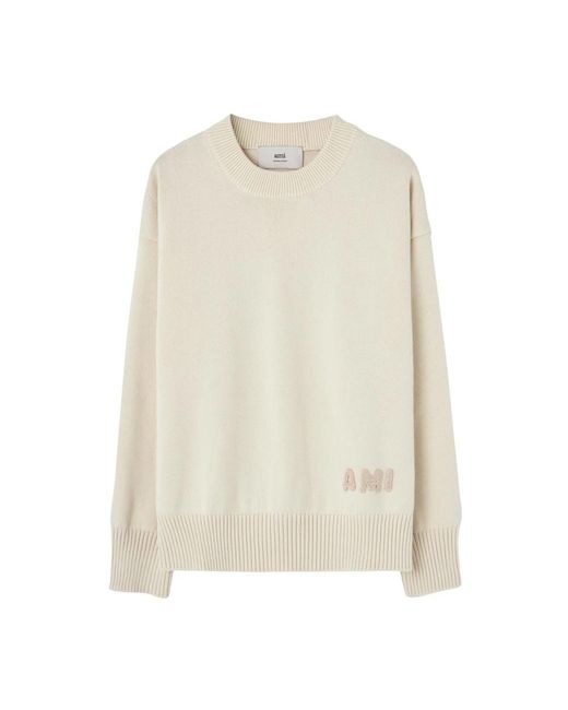 Round-Neck Knitwear di AMI in White da Uomo