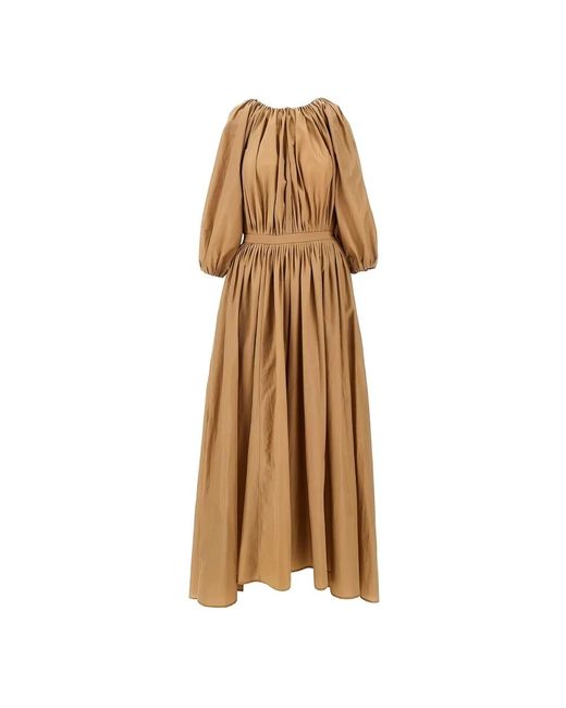 Philosophy Di Lorenzo Serafini Maxi-Jurk Met Pofmouwen in het Natural
