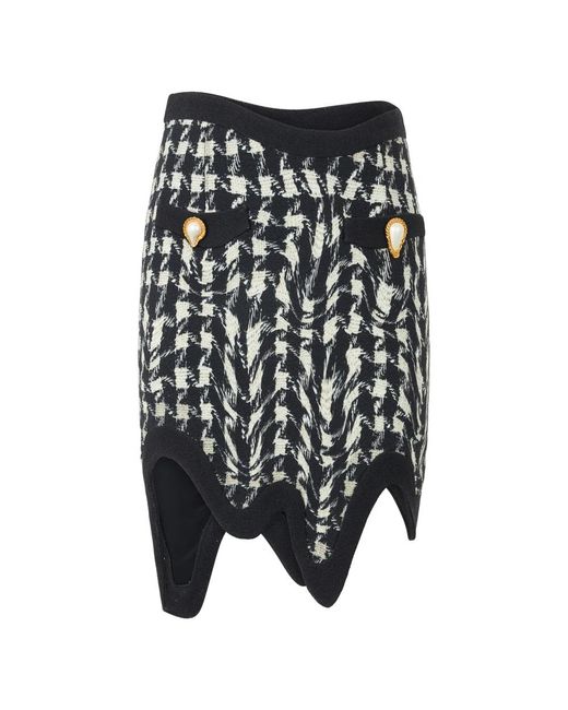 Moschino Asymmetrische Moderne Fantasie Schaakrok in het Black