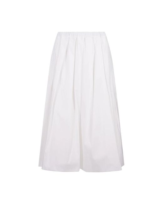 Falda blanca plisada de popelina de algodón Fabiana Filippi de color White