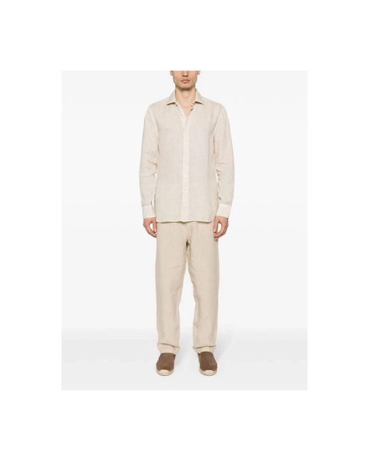 120% Lino White Casual Shirts for men